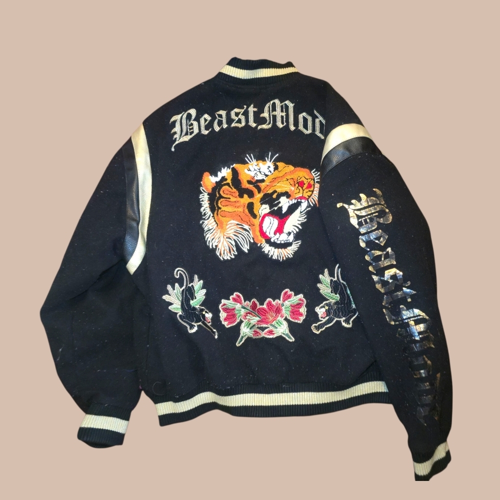 Hudson Jeans Black Embroidered Bomber Jacket